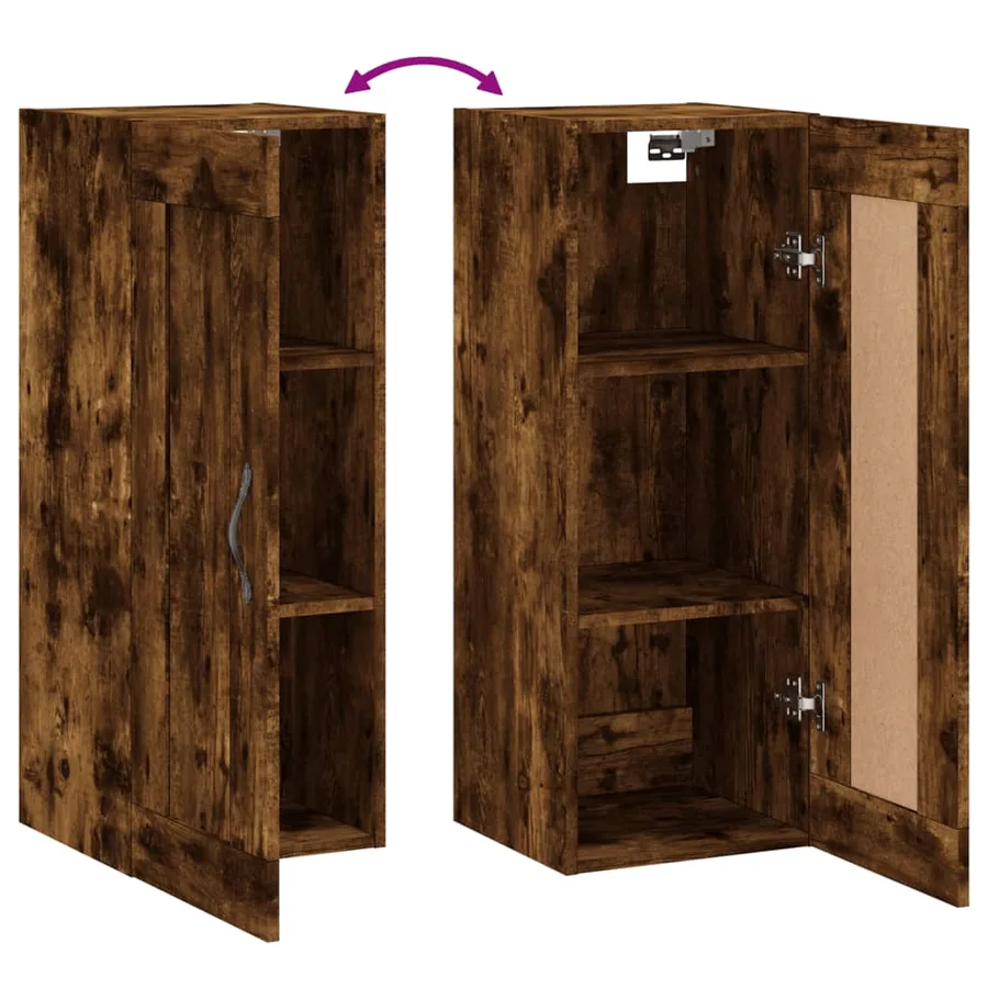 Armoire murale chêne fumé 34,5x34x90 cm bois d'ingénierie - 10