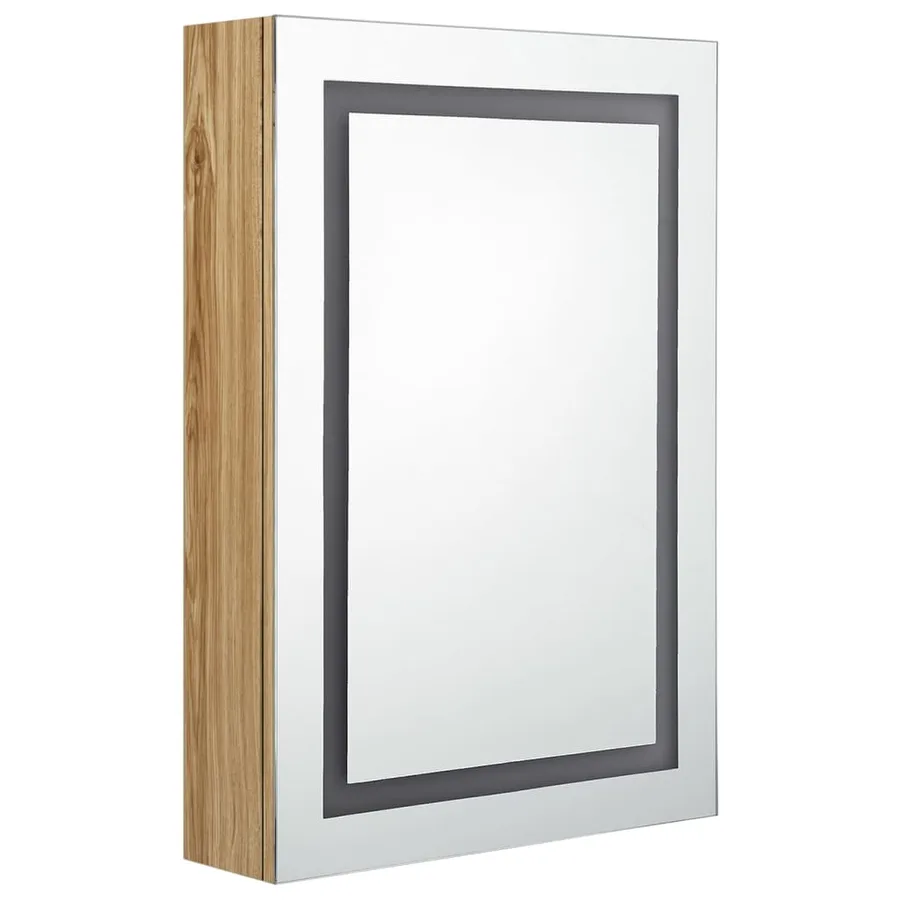 Armoire de salle de bain à miroir LED Chêne 50x13x70 cm - 3
