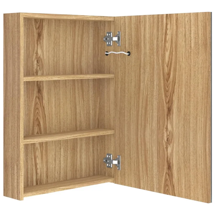 Armoire de salle de bain à miroir LED Chêne 50x13x70 cm - 5