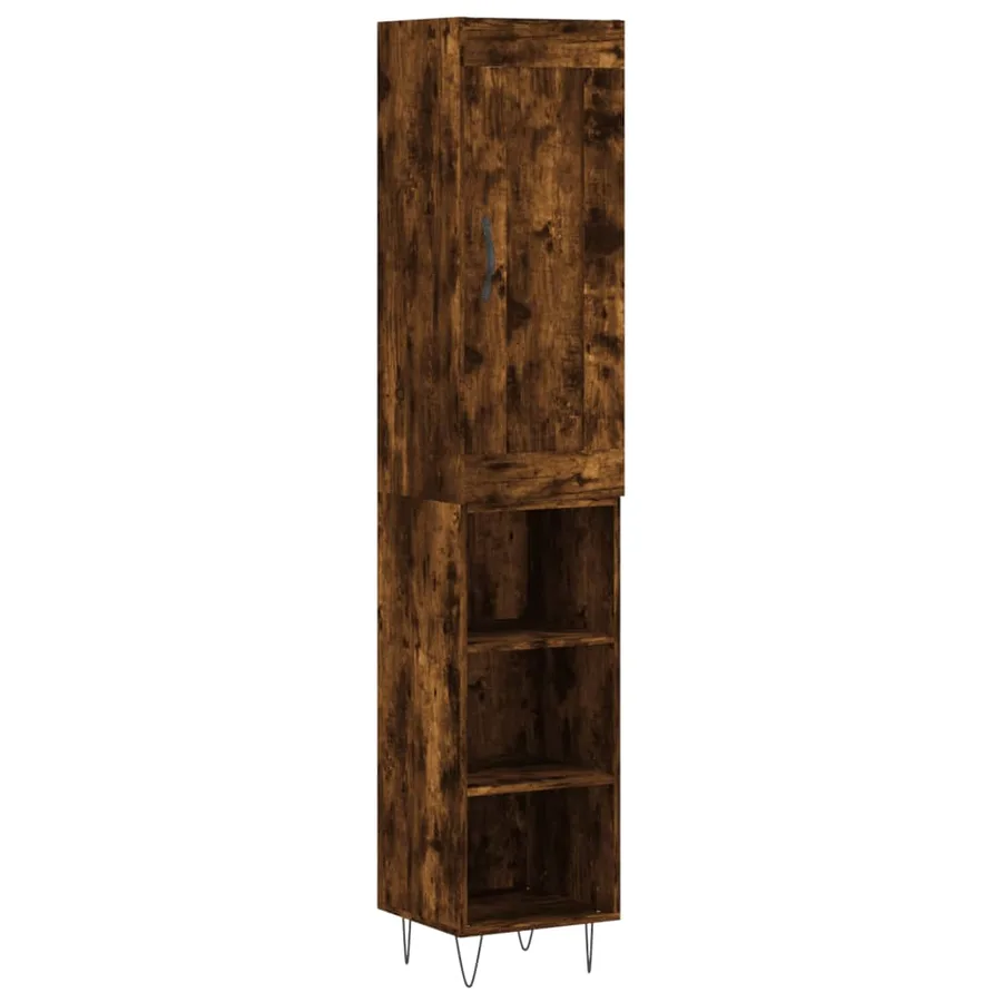 Buffet haut Chêne fumé 34,5x34x180 cm Bois d'ingénierie - 2