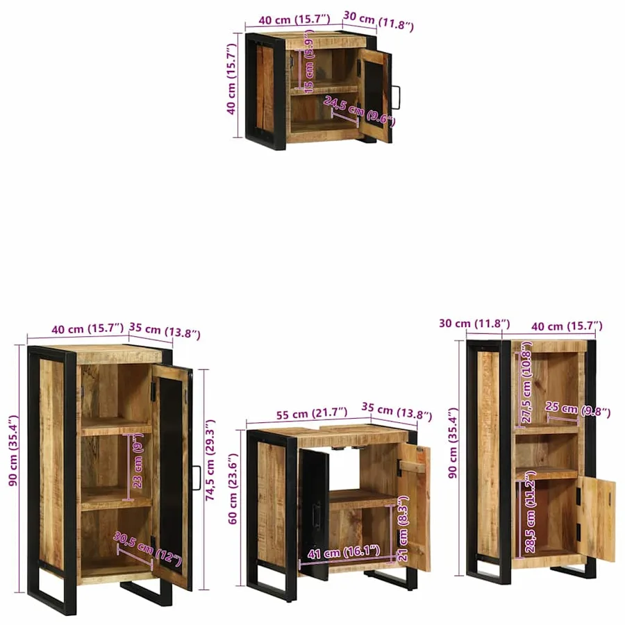 Ensemble de mobilier de salle de bain avec tiroir 4 pcs - 17