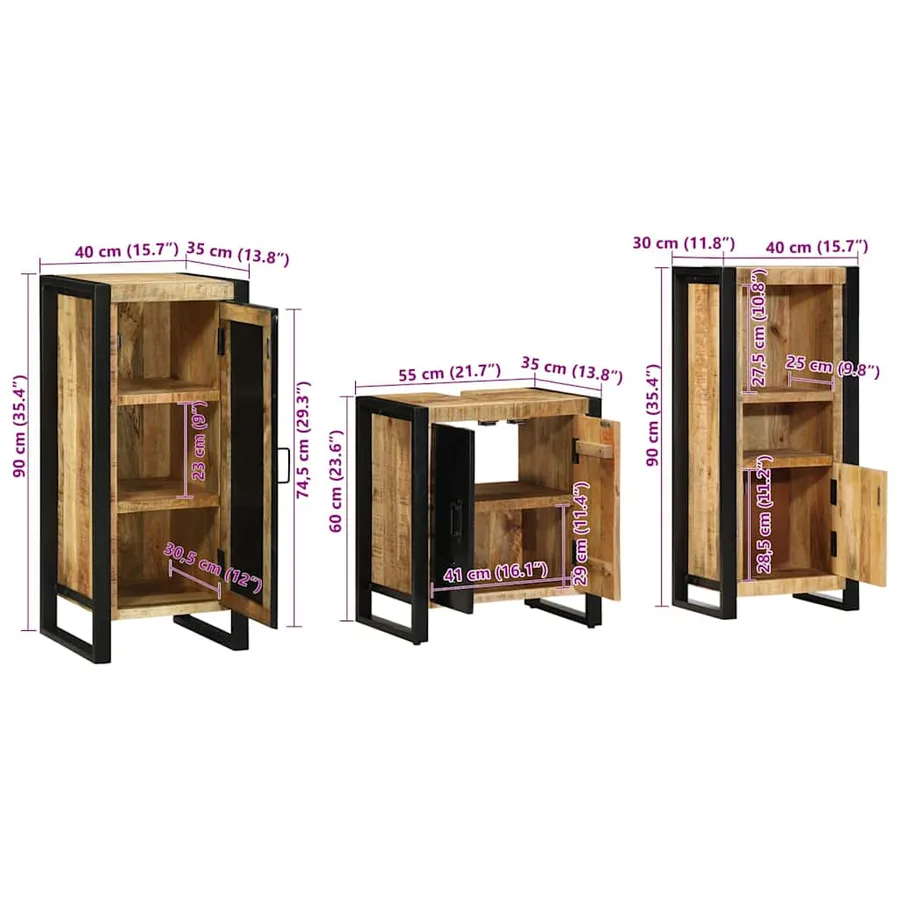 Ensemble de mobilier de salle de bain avec tiroir 3 pcs - 15