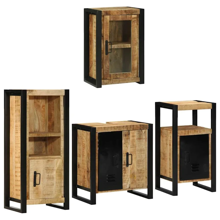 Ensemble de mobilier de salle de bain avec étagère 4 pcs - 2
