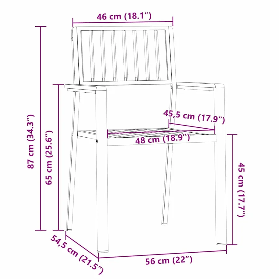 Chaise de jardin 4 pcs Bois d'acacia massif et acier inoxydable - 8