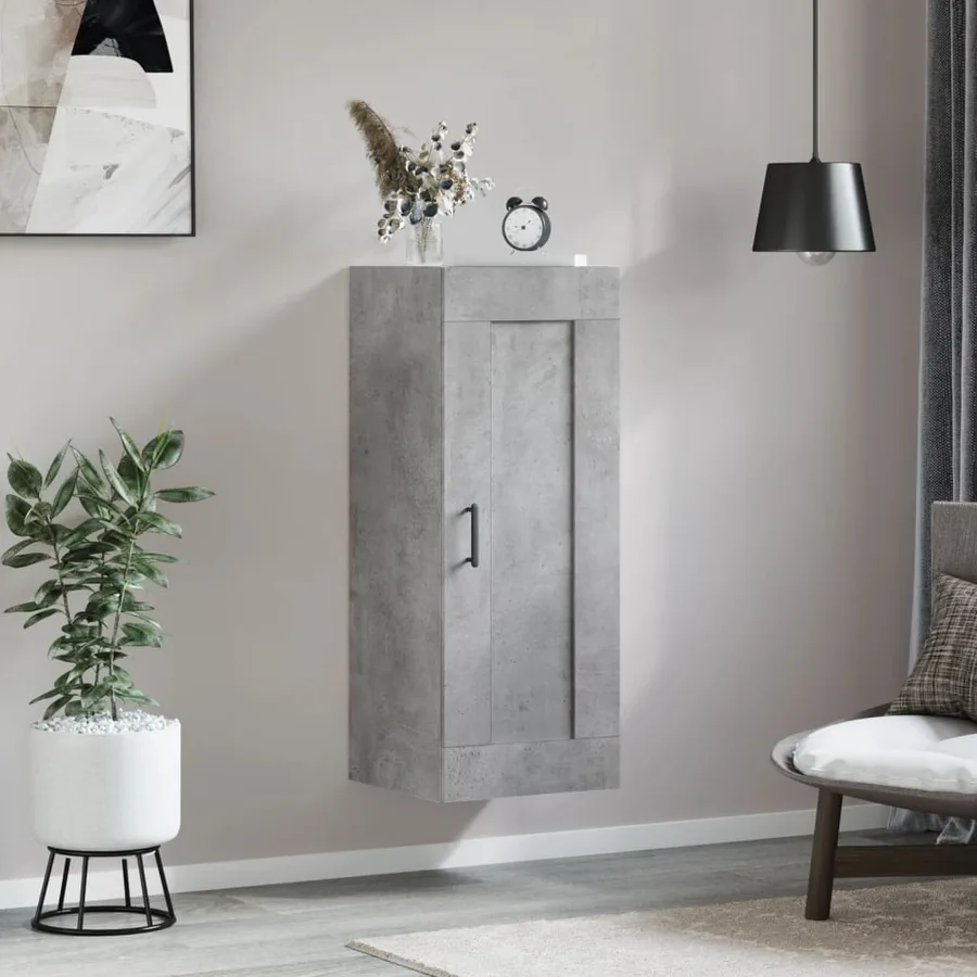 Armoire murale gris béton 34,5x34x90 cm bois d'ingénierie - 3