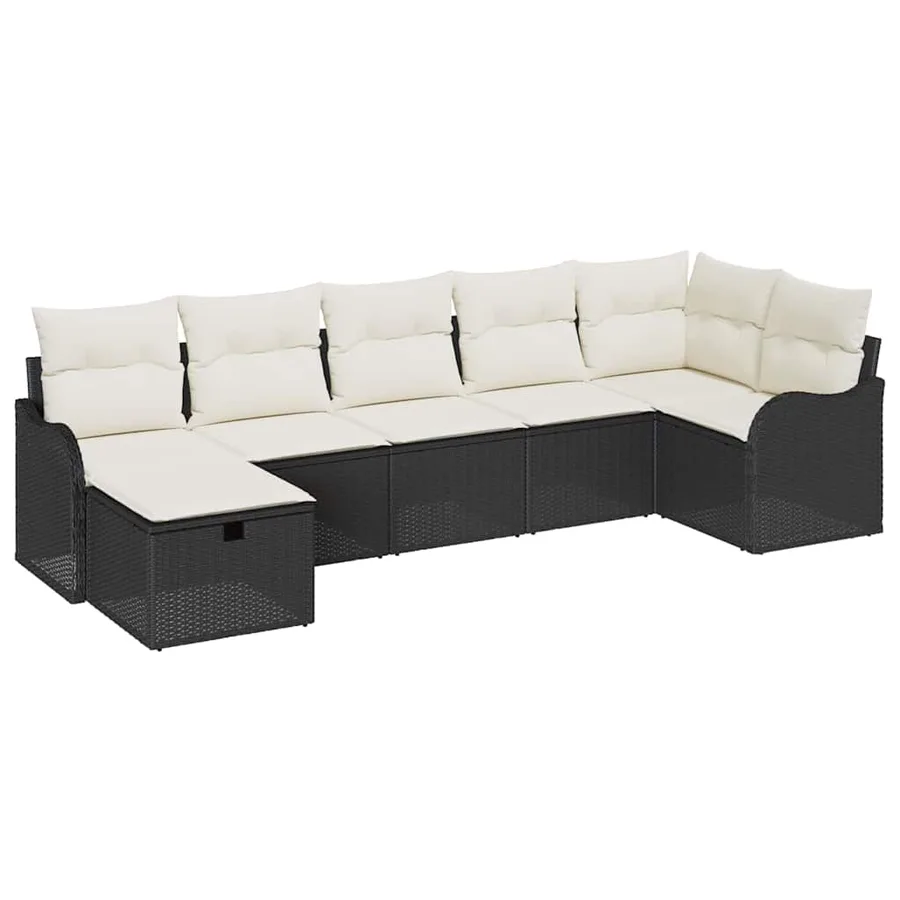 Ensemble de Canapés avec coussin Noir et Crème polyrotin - 2