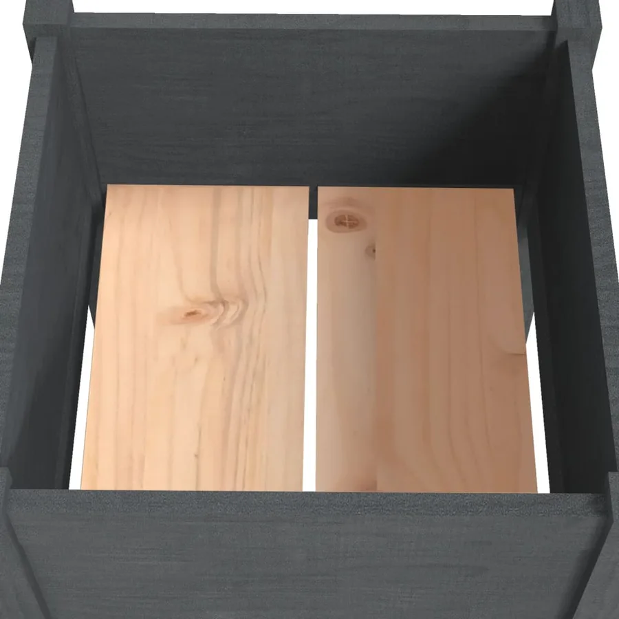 Jardinière Gris 50x50x70 cm Bois de pin massif - 5