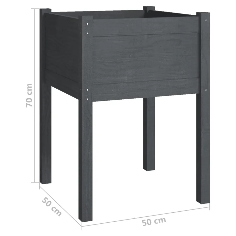 Jardinière Gris 50x50x70 cm Bois de pin massif - 7