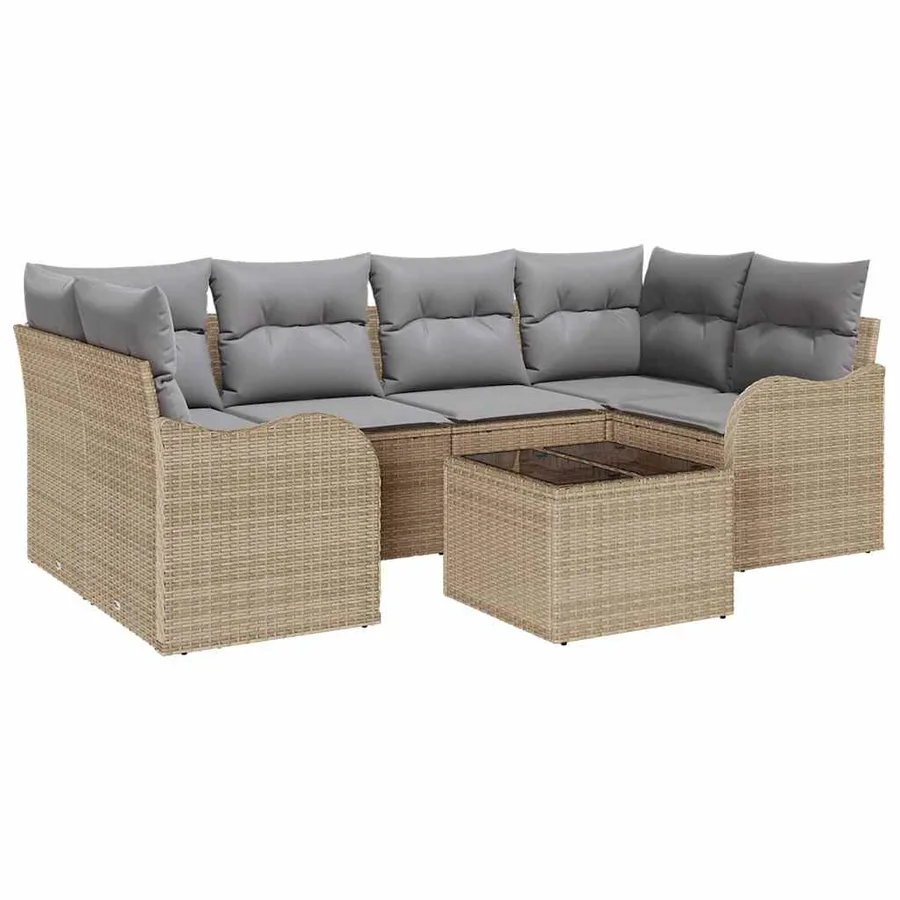 Ensemble de canapé de jardin Beige 55 x 55 x 37 cm polyrotin - 2