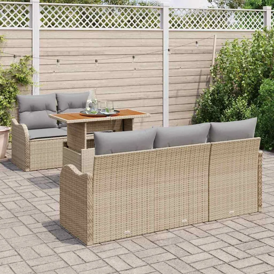 Ensemble de canapé de jardin 6 pcs Beige et Gris clair - 3