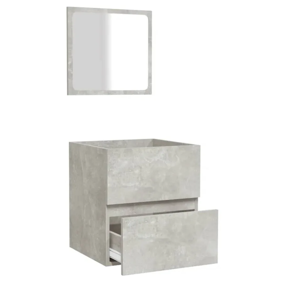 Armoire de bain avec miroir gris béton bois d'ingénierie - 5