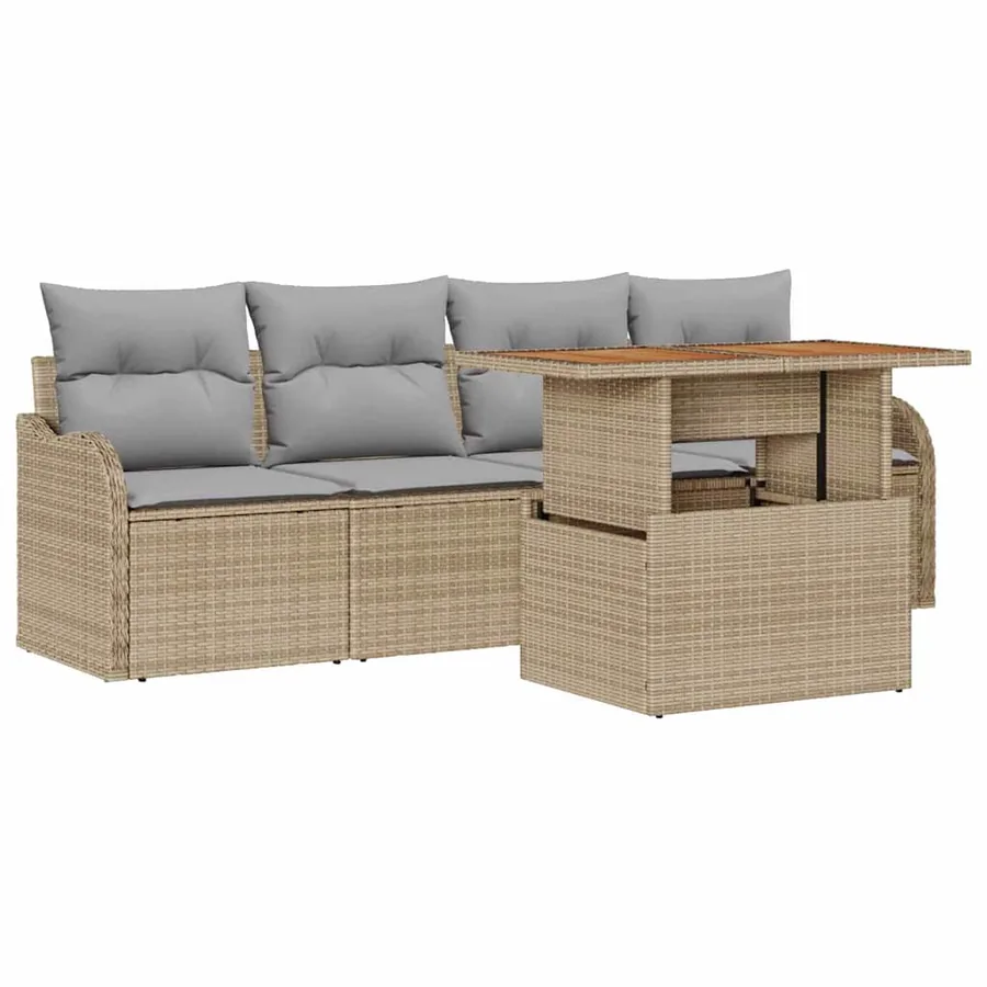 Ensemble de canapé de jardin 5 pcs Beige et Gris clair - 2