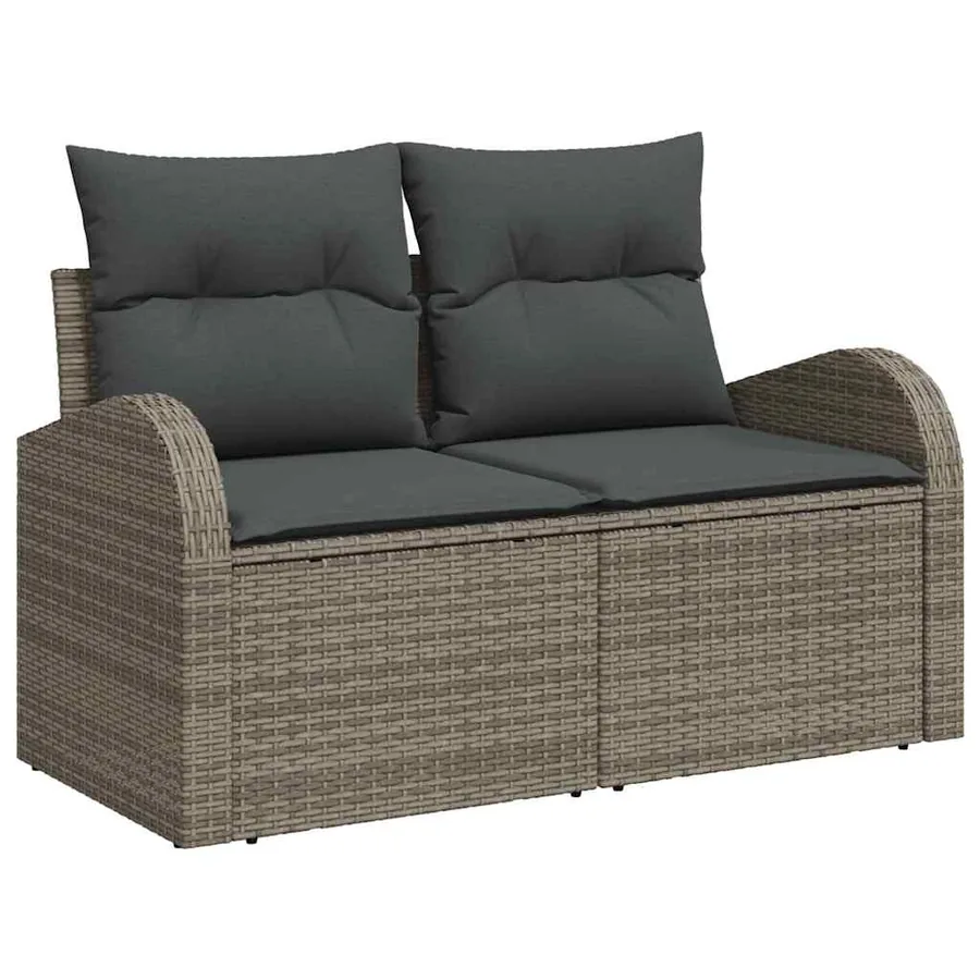 Ensemble de canapé de jardin 7 pcs Gris Poly Rattan - 4