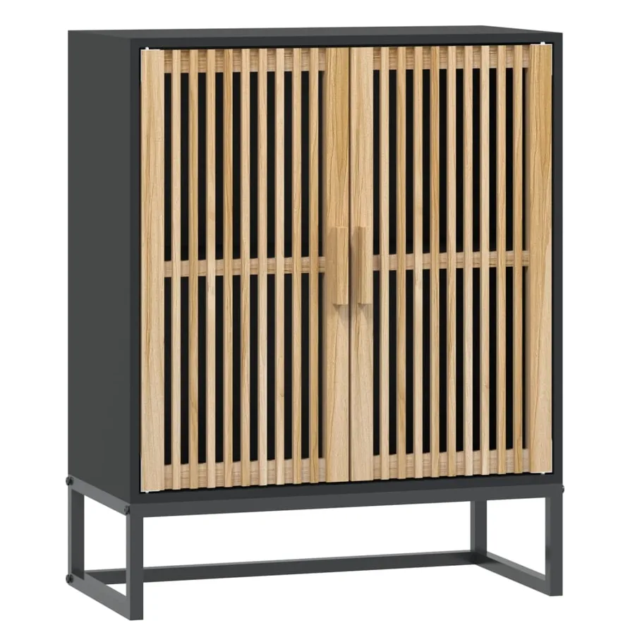 Buffet noir 60x30x75 cm bois d'ingénierie - 2
