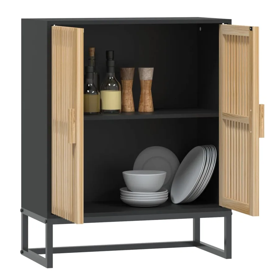Buffet noir 60x30x75 cm bois d'ingénierie - 3