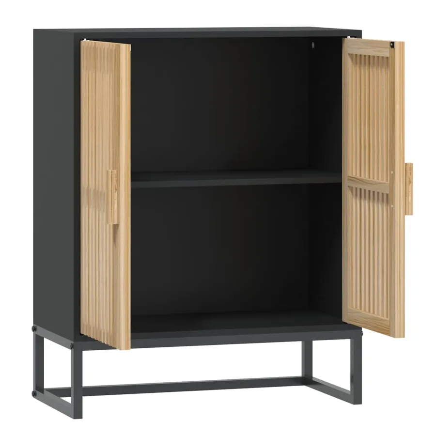 Buffet noir 60x30x75 cm bois d'ingénierie - 6