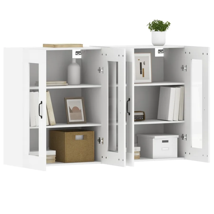 Armoires murales 2 pcs blanc bois d'ingénierie - 4