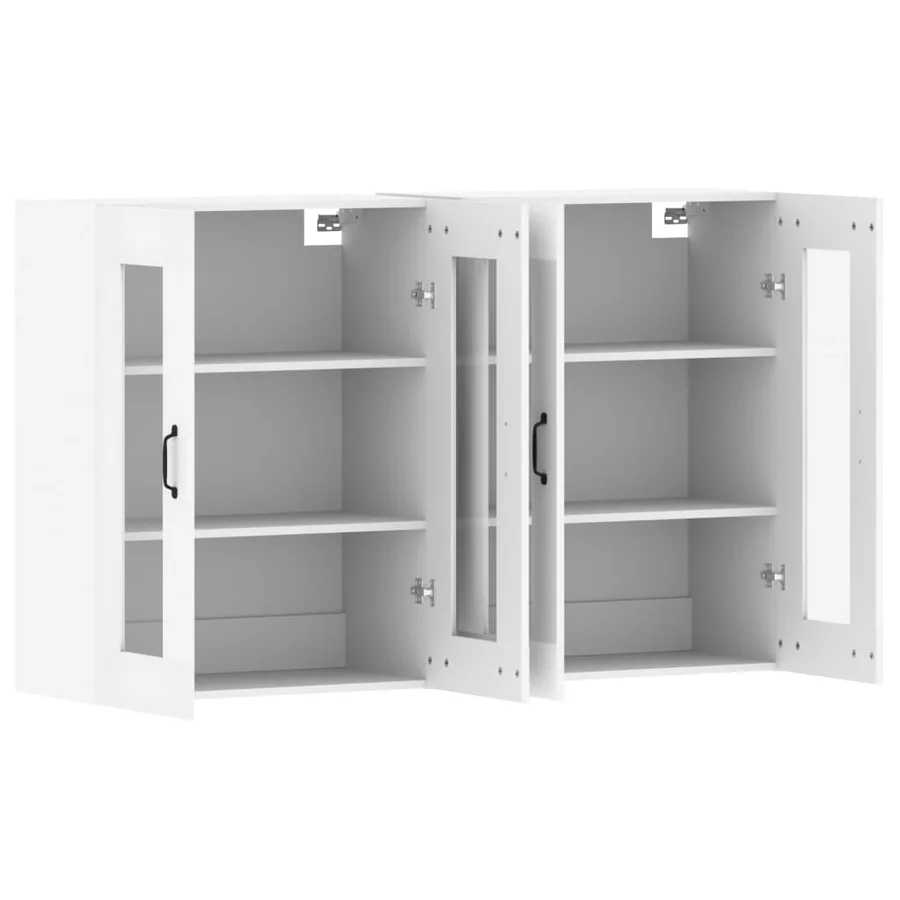 Armoires murales 2 pcs blanc bois d'ingénierie - 5