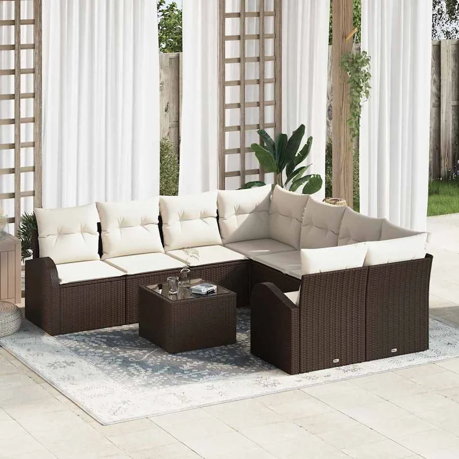 Ensemble de canapé de jardin Marron 55 x 55 x 37 cm polyrotin
