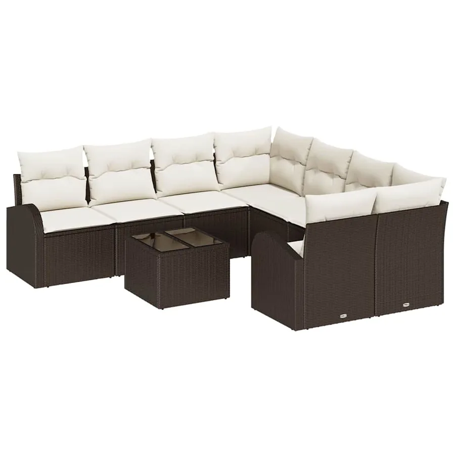 Ensemble de canapé de jardin Marron 55 x 55 x 37 cm polyrotin - 2