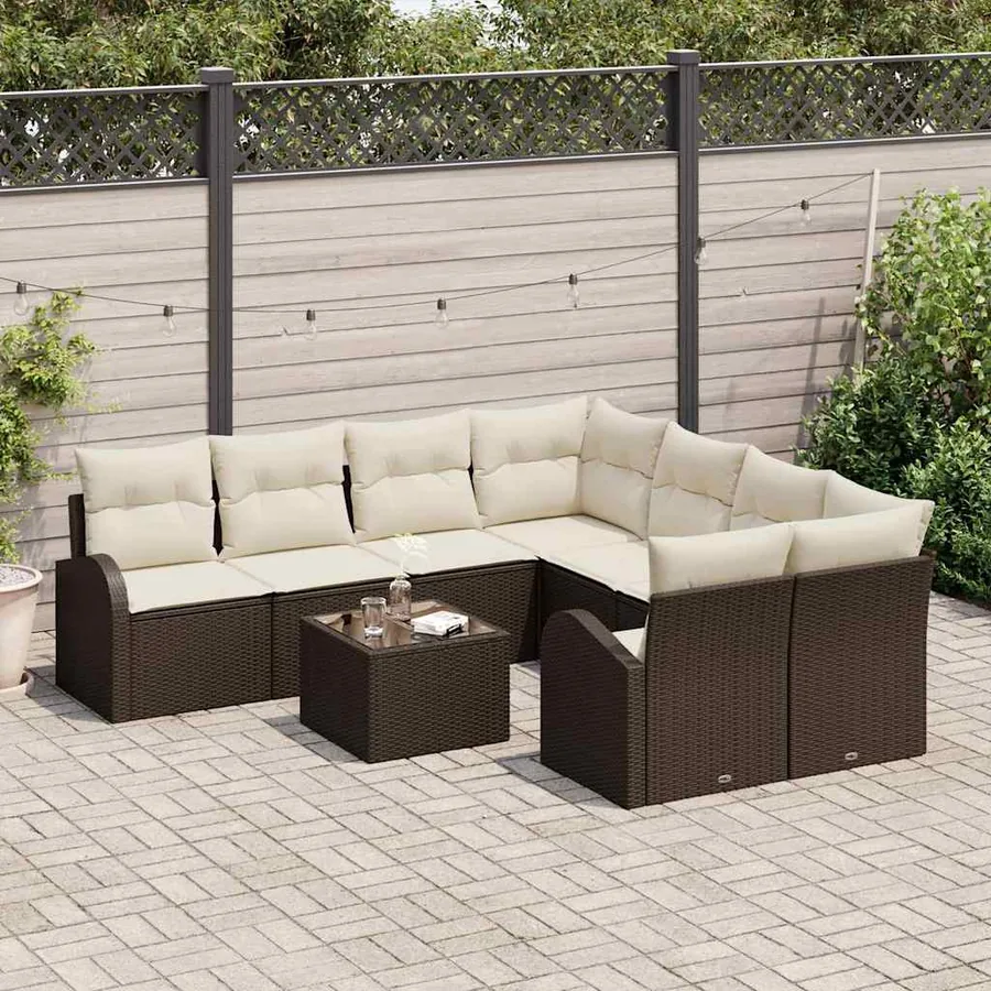 Ensemble de canapé de jardin Marron 55 x 55 x 37 cm polyrotin - 3