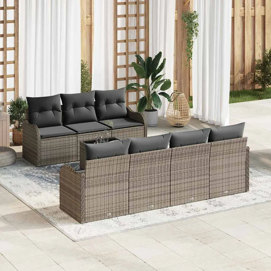 Ensemble de canapé de jardin avec coussin 8 pcs Gris