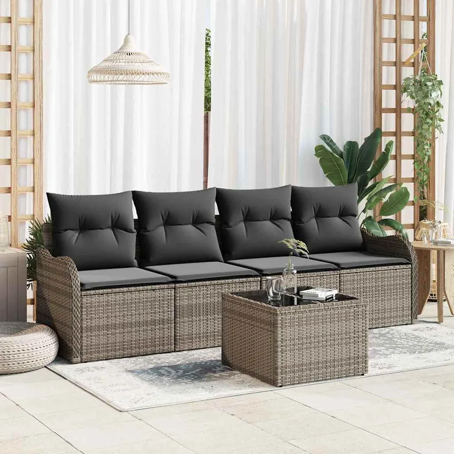 Ensemble de canapé de jardin avec coussin 5 pcs Gris