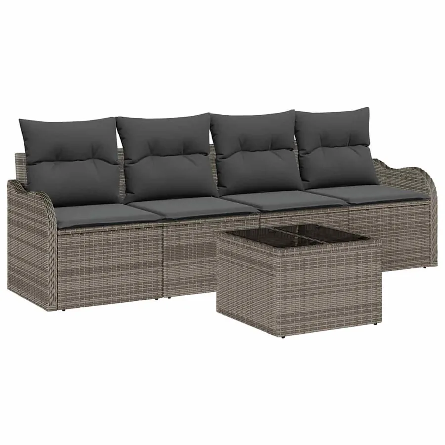 Ensemble de canapé de jardin avec coussin 5 pcs Gris - 2