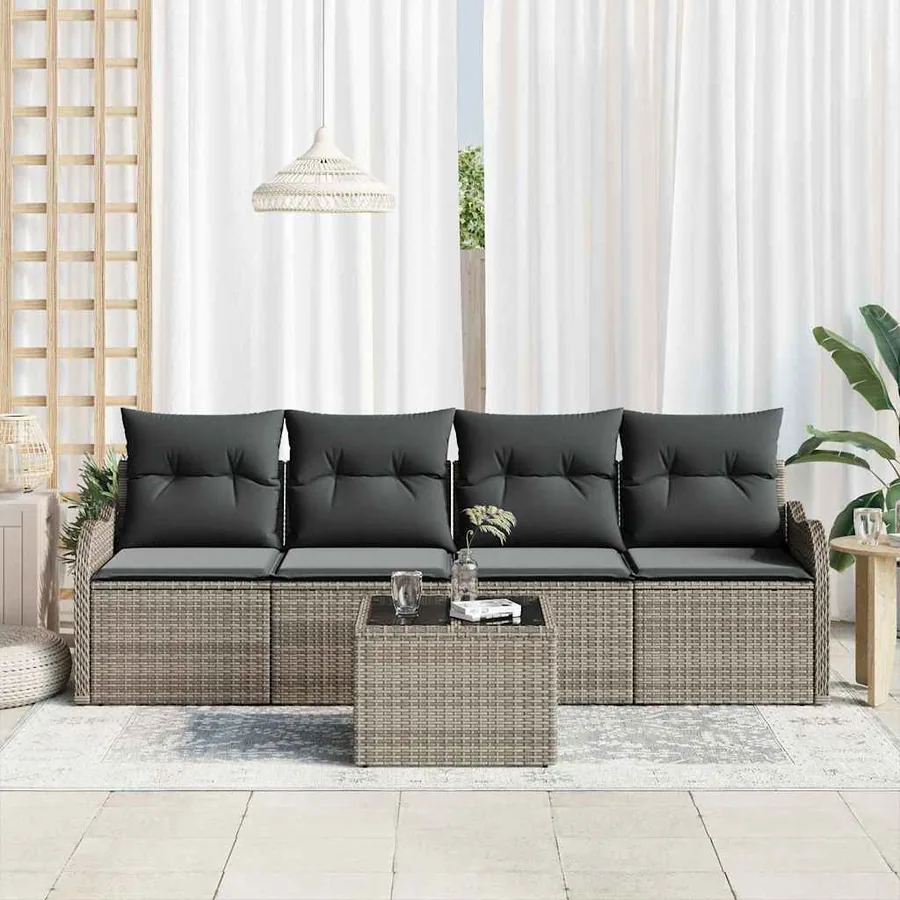 Ensemble de canapé de jardin avec coussin 5 pcs Gris - 3