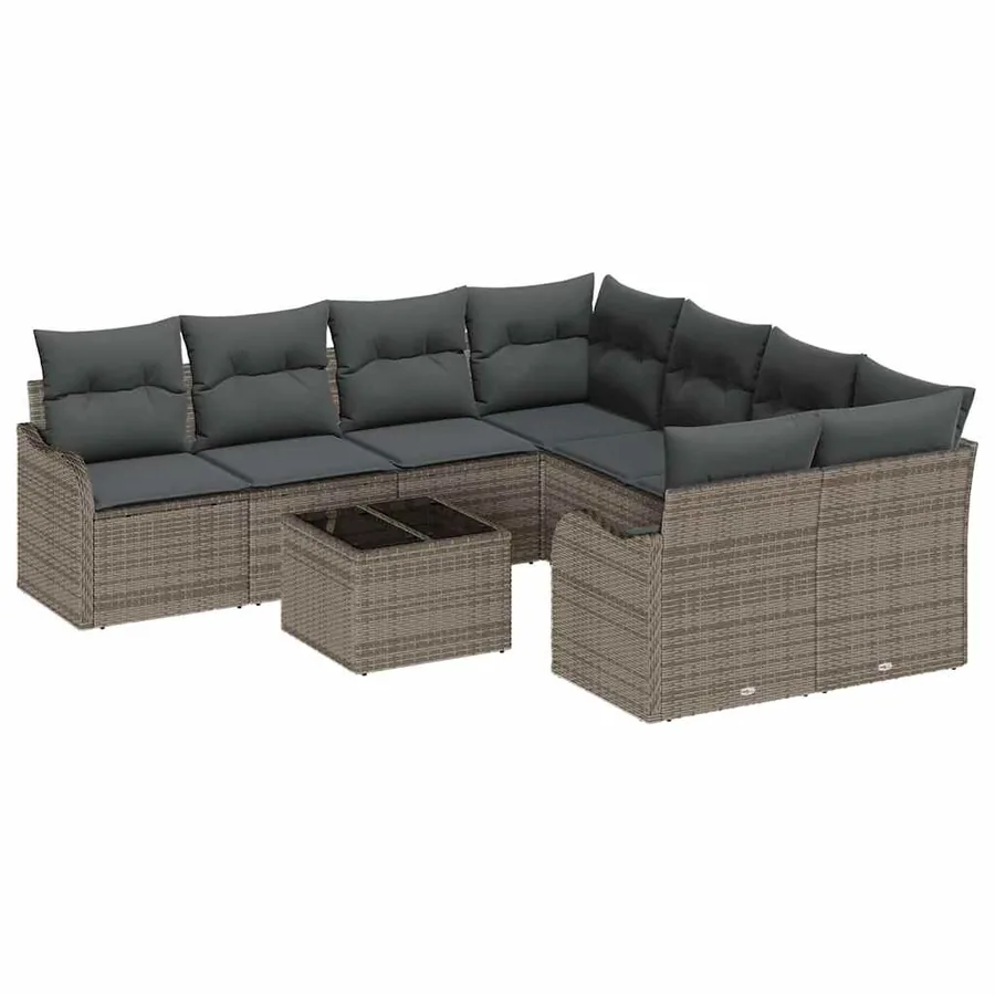 Ensemble de canapé de jardin avec coussin 9 pcs Gris - 2