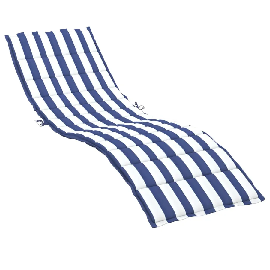 Coussin de chaise longue rayures bleues/blanches tissu oxford - 2