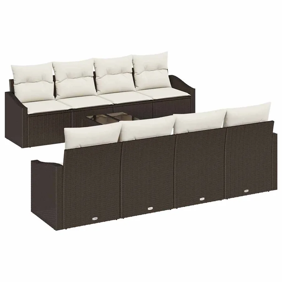 Ensemble de Canapés 9 pcs Marron et Crème polyrotin - 2