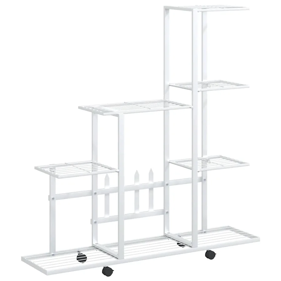 Support pour plantes sur roues 94,5x25x92,5 cm Blanc Métal - 2