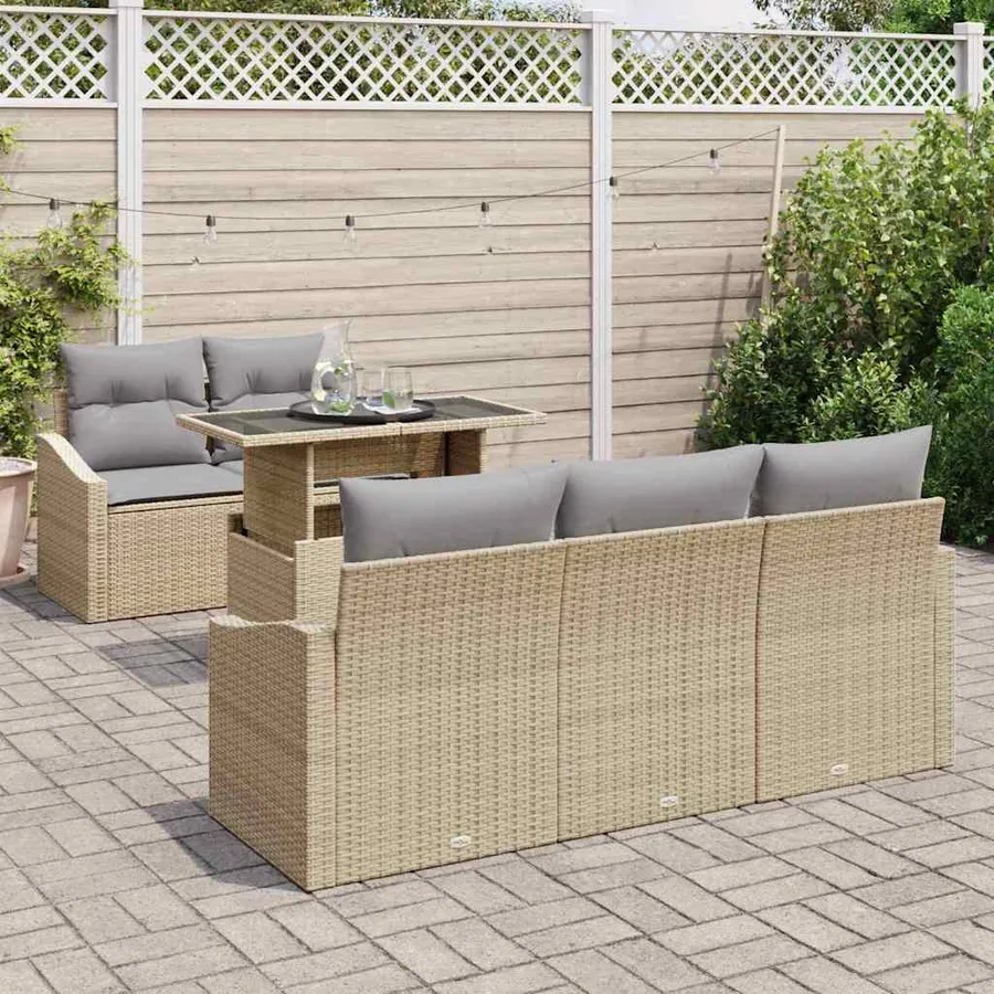 Ensemble de canapé de jardin 6 pcs Beige et Gris clair - 3