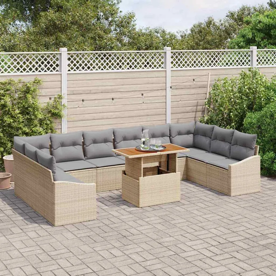 Ensemble de canapé de jardin 11 pc Beige et gris - 3