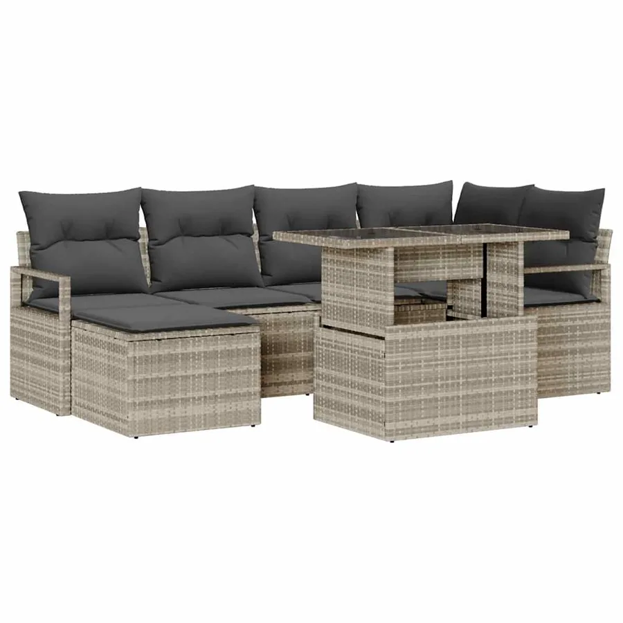 Ensemble de canapé de jardin avec coussin 7 pcs Gris clair - 2