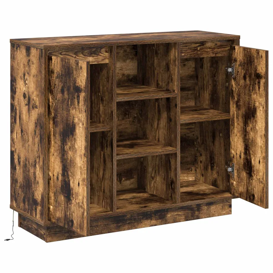 Buffet LED Chêne fumé 90 x 32 x 75 cm Bois d'ingénierie - 7