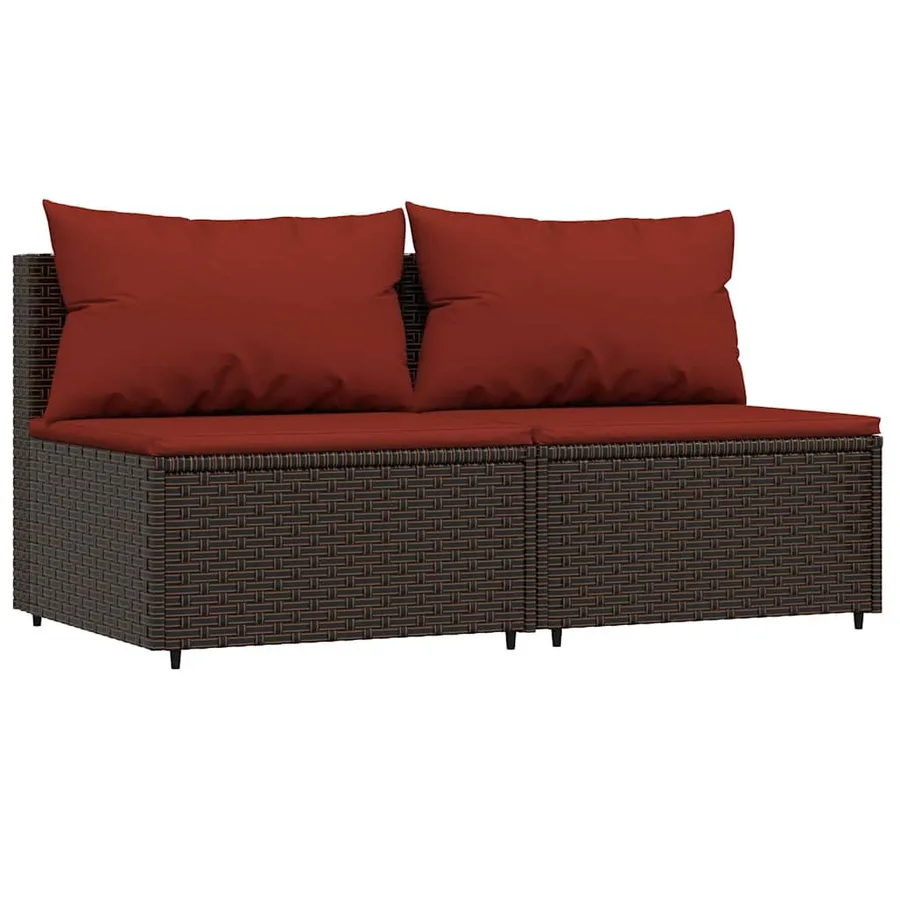 Canapés centraux de jardin coussins 2pcs marron résine tressée - 2