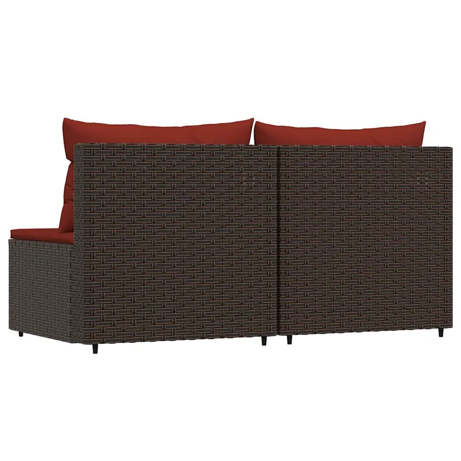 Canapés centraux de jardin coussins 2pcs marron résine tressée - 5