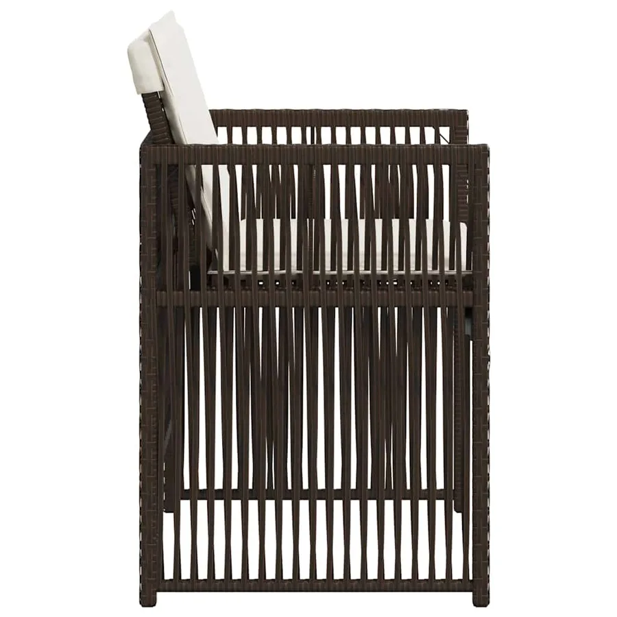 Chaises de jardin avec coussins lot de 4 marron résine tressée - 6
