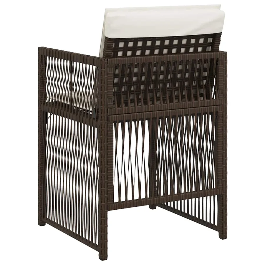 Chaises de jardin avec coussins lot de 4 marron résine tressée - 7