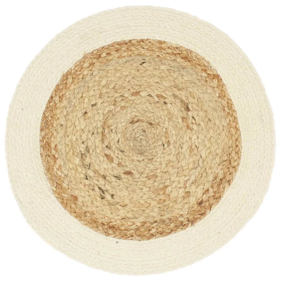 Napperons 4 pcs Naturel Plain 38 cm Rond Jute et coton - 2