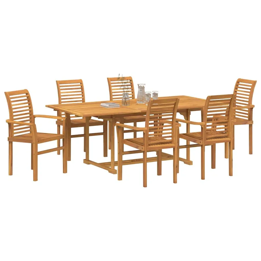 Ensemble de salle à manger pour jardin 7 pcs Marron - 3