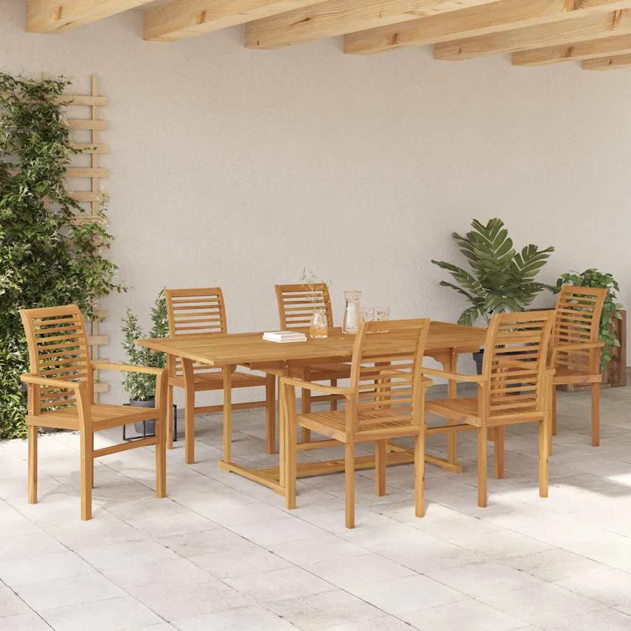 Ensemble de salle à manger pour jardin 7 pcs Marron - 4