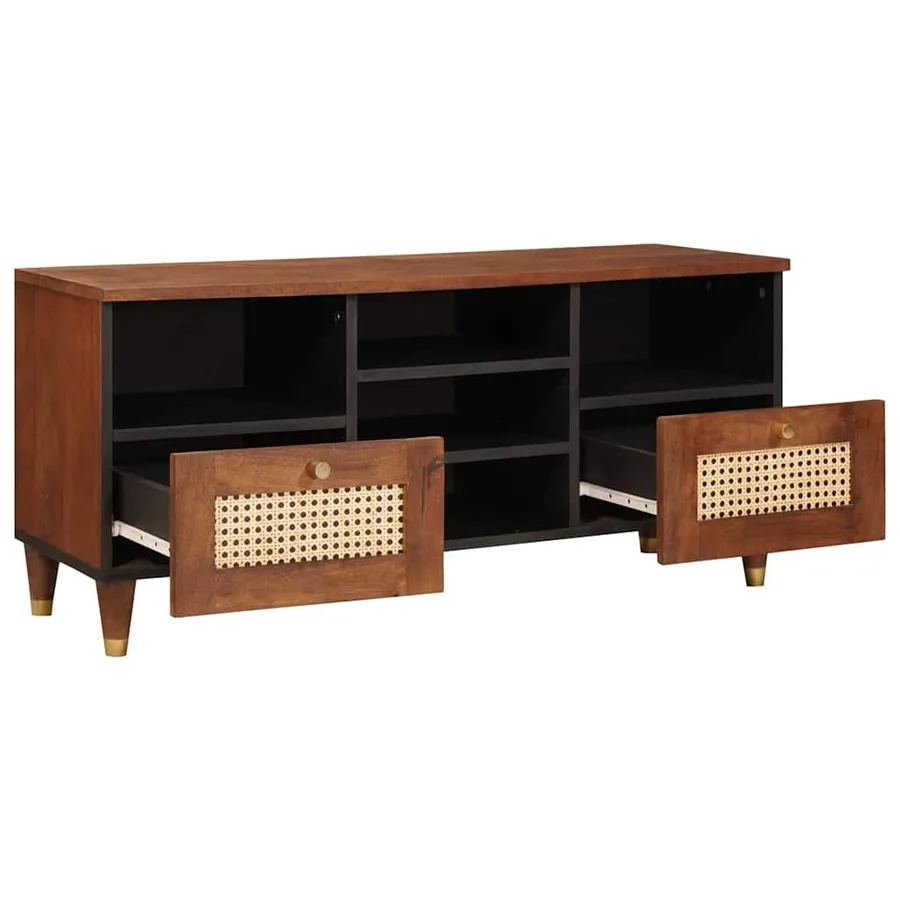 Meuble TV Marron 100 x 33,5 x 46 cm Bois de mangue massif - 2