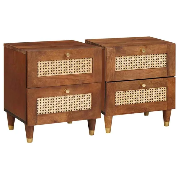 Cabinet de chevet avec tiroir 2 pcs Marron 40 x 33,5 x 46 cm