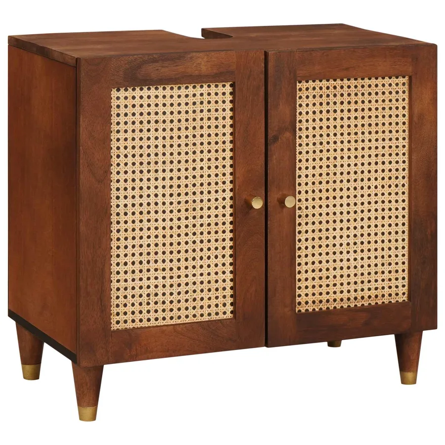 Cabinet de salle de bain avec tiroir 3 pcs Marron et Noir - 3