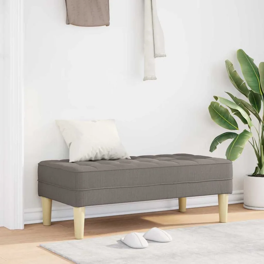 banc avec coussin Taupe 113 x 57 x 39 cm tissu