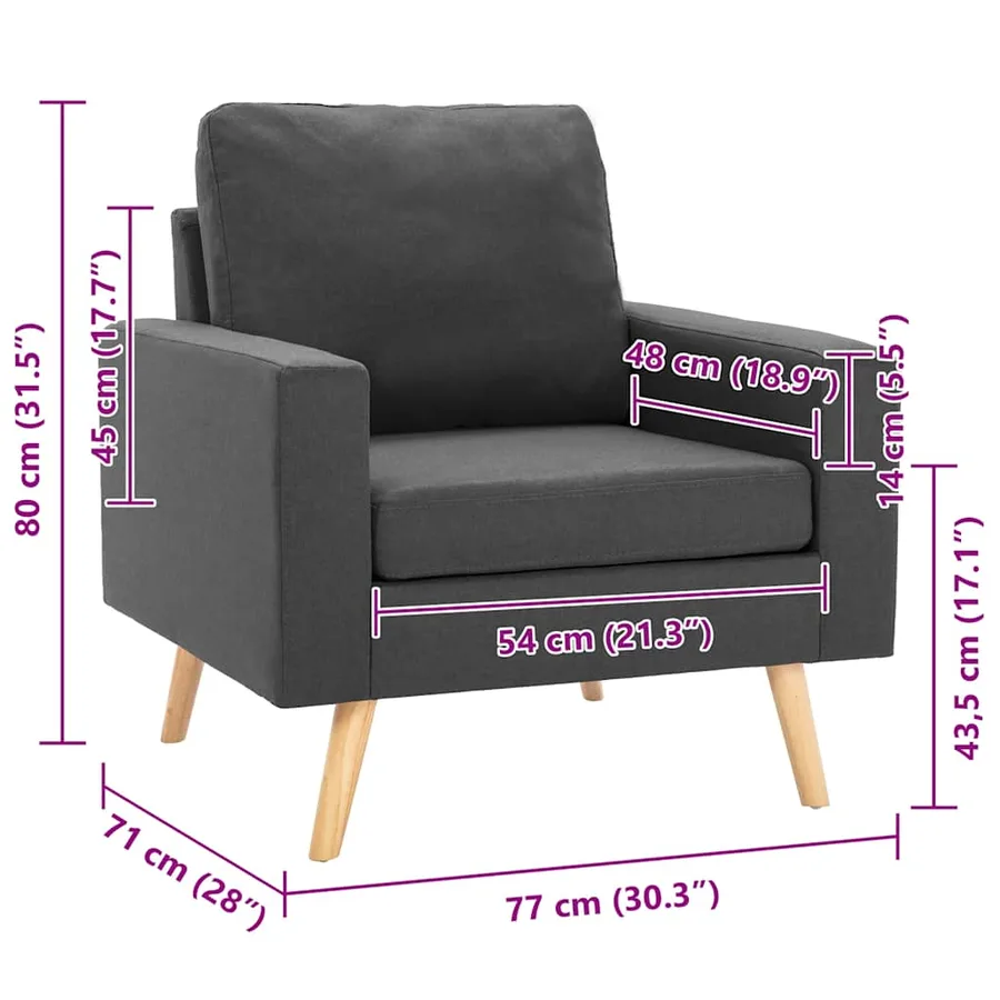 Fauteuil gris foncé tissu - 7
