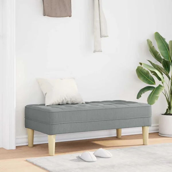 banc avec coussin Gris clair 113 x 57 x 39 cm tissu